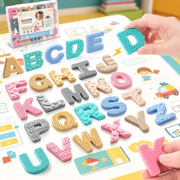 26 Pcs Sensory Magnetic Alphabet Letters for Kids Ages 3+, Uppercase ABC Fridge Magnets, Preschool Learning Spelling Toys, Fine Motor Development Activity, Birthday Gift for Boys Girls