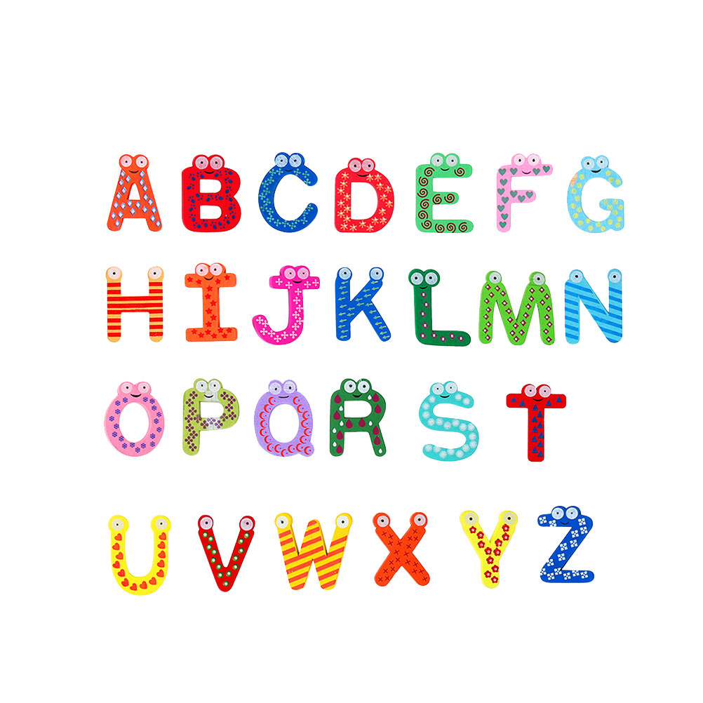 26 Pcs Wooden Cartoon Fridge Alphabet Letter Shape Refrigerator