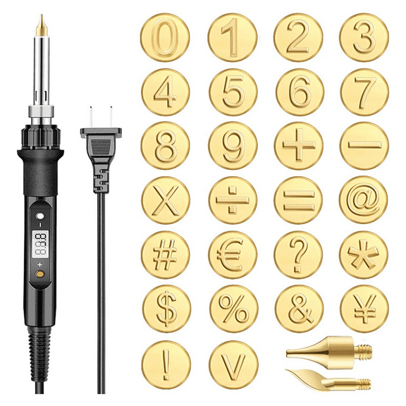 26 Pcs with Letters,DIY Wood/Leather Burning Set, Letter Soldering Iron Stencils Kit Tool US Plug