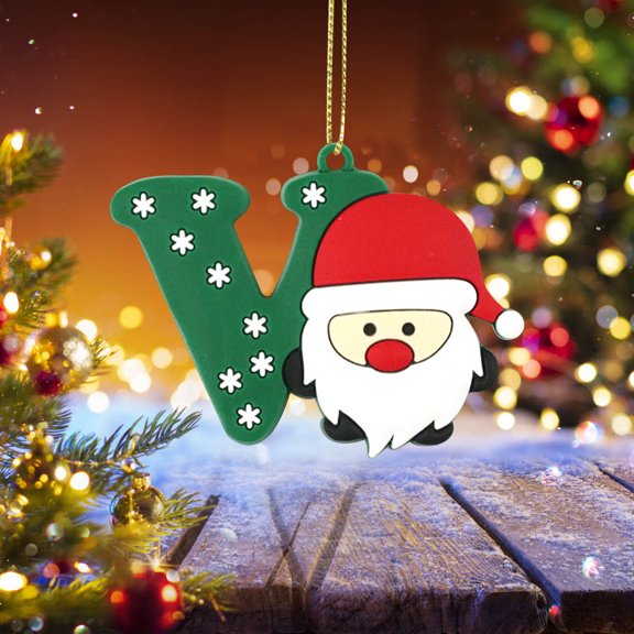 26-Piece Alphabet Christmas Tree Ornaments - Uppercase PVC Letters with Hanging Loops, Personalized Holiday Decor for Kids & Families