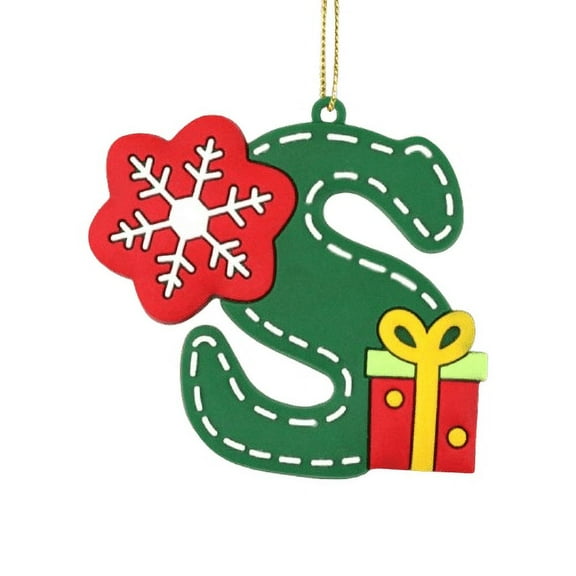 26-Piece Alphabet Christmas Tree Ornaments - Uppercase PVC Letters with Hanging Loops, Personalized Holiday Decor for Kids & Families