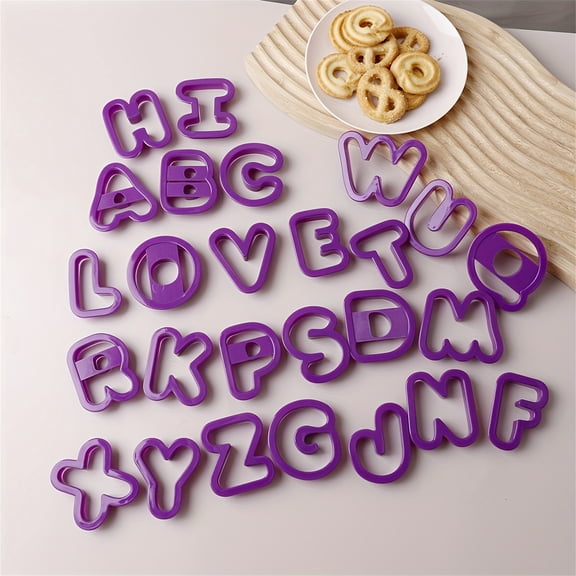 26-Piece Alphabet Cookie Cutter Set Stainless Baking Tools For Fondant Cake Moon Cake Party Diy Kitchen Accessories Easy To Shape High Temperature Resistant Durable