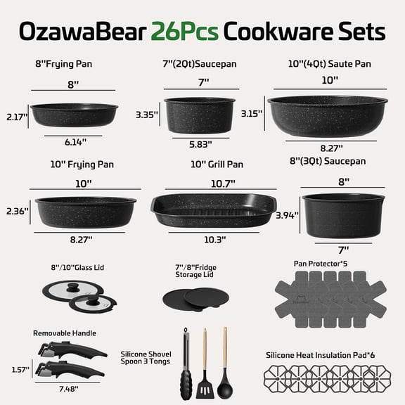 26-Piece Ceramic Nonstick Cookware Set