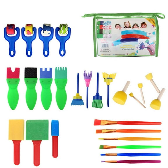 26 Piece Kids Art Set Sponge Painting Brushes Diy Graffiti Kit Early Learning Art Supplies For Toddlers Children Craft Toys