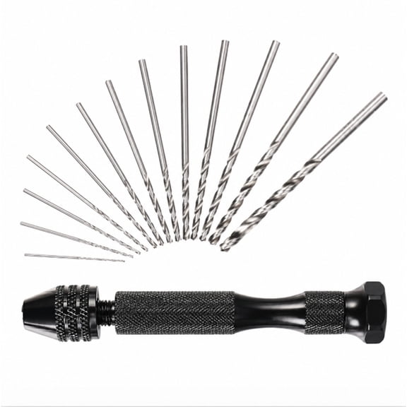 26 Piece Mini Hand Drill Bit Set, Manual Pin Vise with Keyless Chuck for Jewelry, Resin and Craft Projects, TIKA