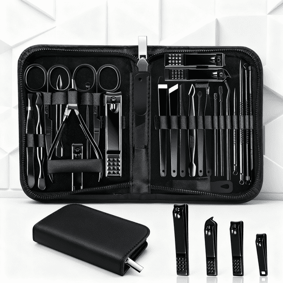 26-Piece Professional Manicure Set - Stainless Steel Nail Clipper Kit with Luxurious Travel Case, Nail Care Grooming Kit for Men/Husband/Boyfriend/Parent