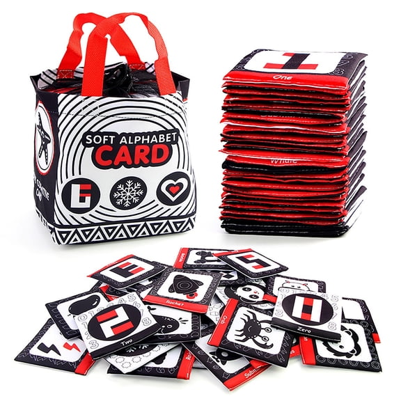 26-Piece Soft Cloth Cognitive Cards Set for Babies - Alphabet, Animal, and Number Learning with Carrying Bag, Soft Alphabet Cards Baby Soft Alphabet Cards Toys Early Childhood Enlightenment
