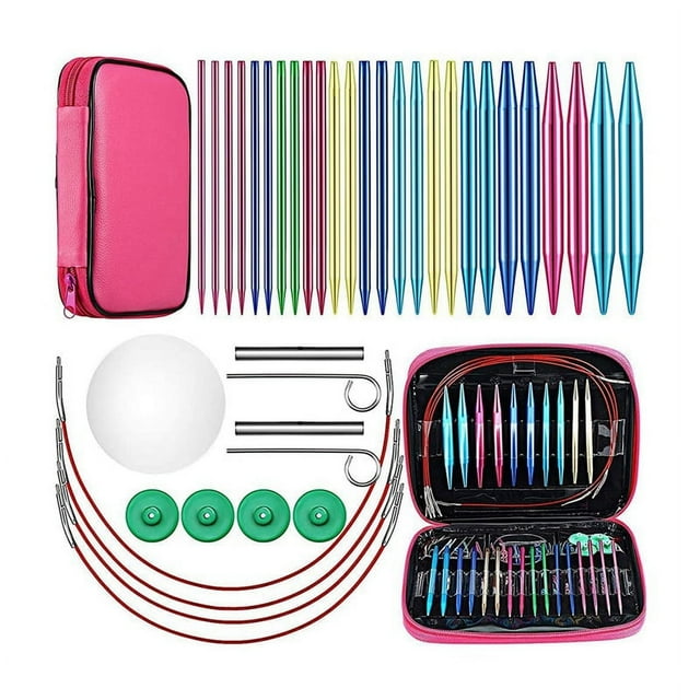 26 Pieces Aluminum Interchangeable Circular Knitting Needle Set,13 Size