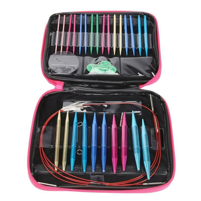 26 Pieces Aluminum Interchangeable Circular Knitting Needle Set,13 Size