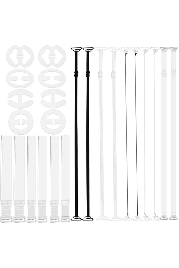 26 Pieces Clear Bra Straps Set Invisible Adjustable Non-Slip Shoulder Strap Clips Bra Replacement Accessories for Women Bras Racerback Off-Shoulder Dresses Shirts
