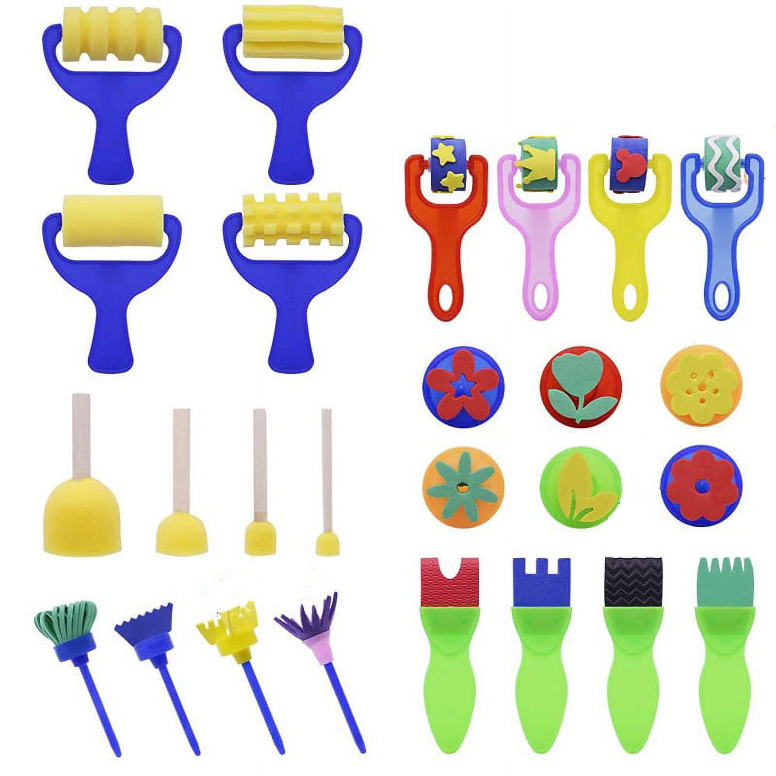 26 Pieces Foam Roller Paint Brush Set for Children Early Learning DIY