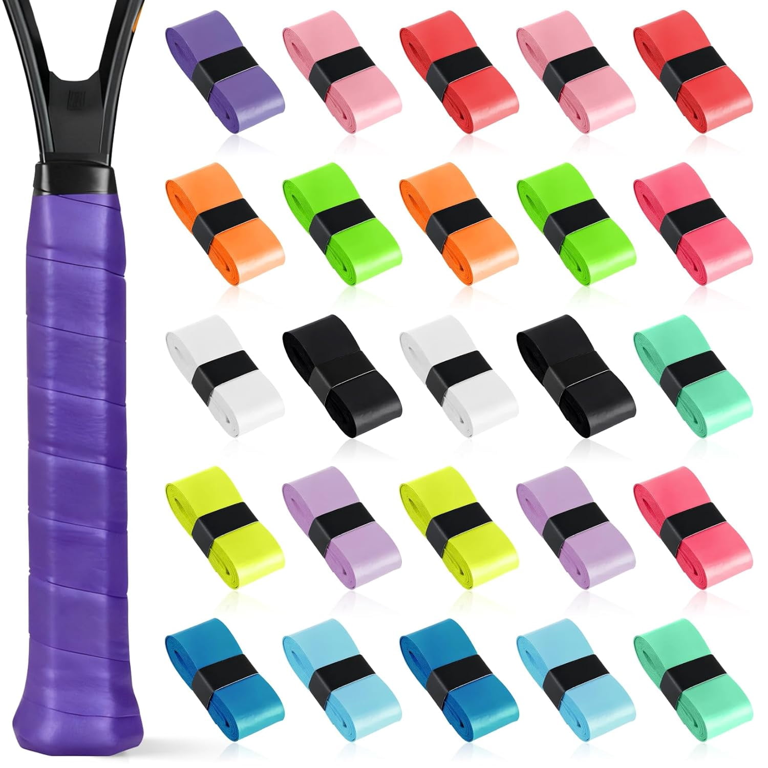 26 Pieces Tennis Racket Grip Tape,Precut Tennis Grip Tape Overgrips for Anti-Slip and Sweat Absorbent Grip, Comfortable Racquet Grips Tape for Tennis/Badminton/Pickleball (Multicolor)