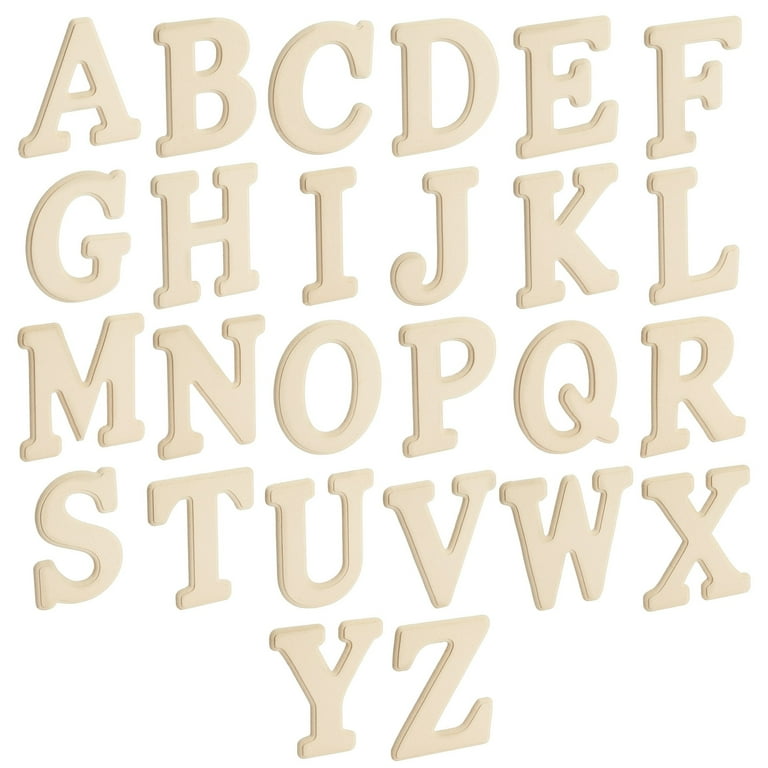 Bright Creations 26 Pieces Wooden Alphabet Letters for Crafts, 6-Inch ABCs for Painting, DIY Projects, Home Decor (0.1 Thick)