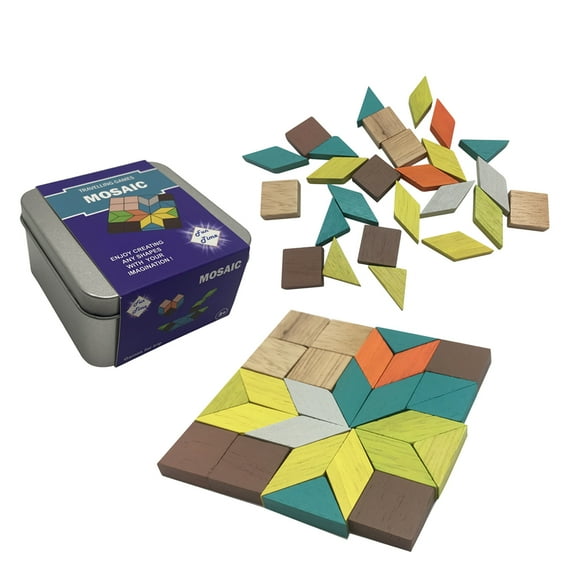 26 Pieces Wooden Puzzle Mosaic Pattern Blocks Educational Toy