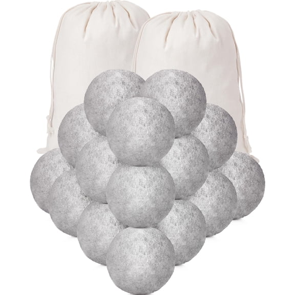 26 Pieces Wool Dryer Balls Set, 24 Reusable Dryer Balls with 2 Muslin Bags Fabric Softener for Clothes Laundry Anti Wrinkle Anti Static Saving Energy and Time(White)