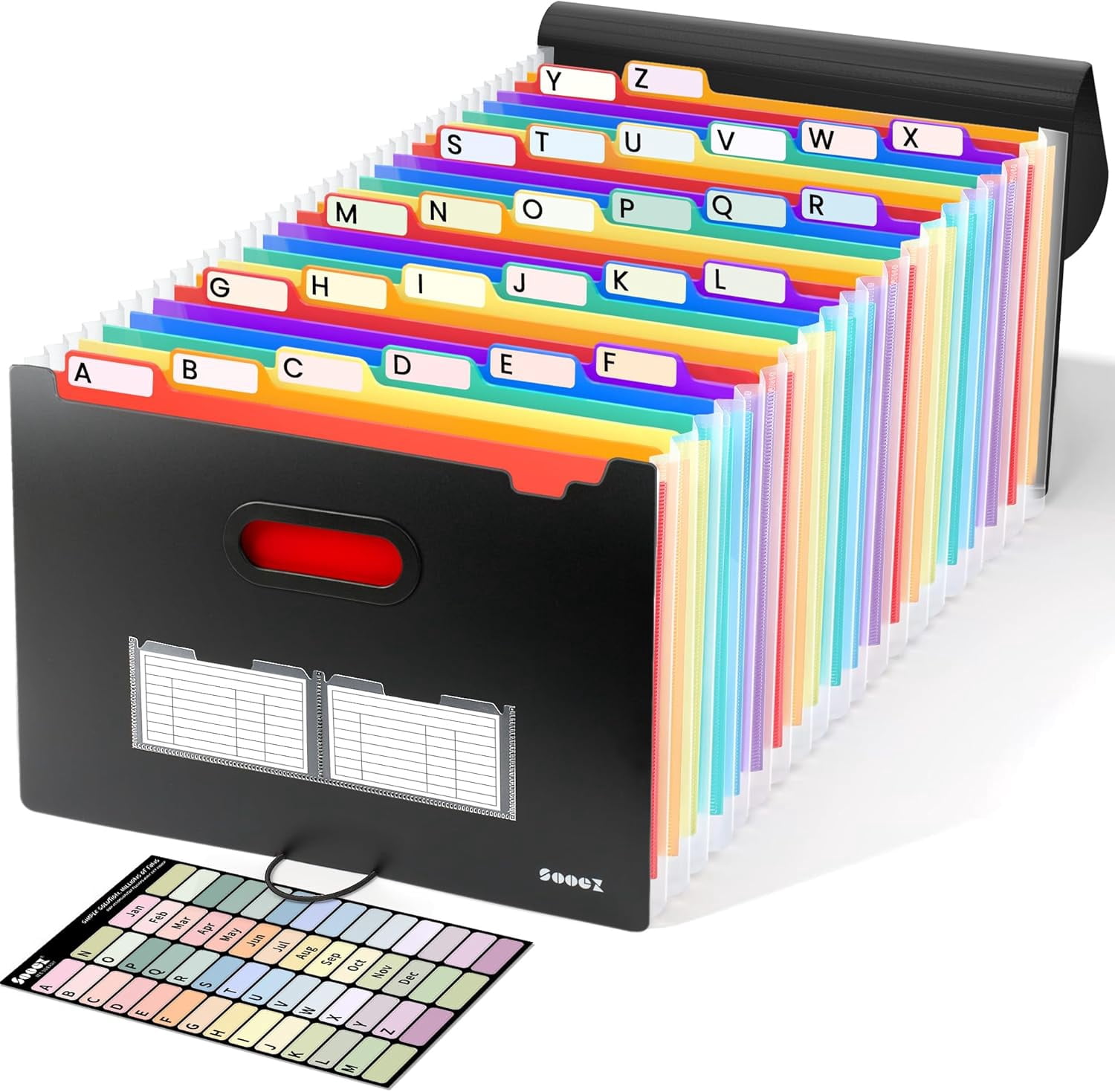 26-Pocket Accordion File Organizer, Upgraded Expanding File Folder with Unobstructed A-Z Tabs, Premium Bill Tax Receipt Document Organizer Storage for Letter/A4 Size Paper, School Office & Home