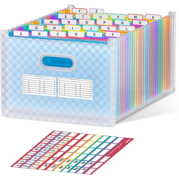 26-Pocket Accordion File Organizer, Upright & Open Top, A–Z Colorful Tabs, High Capacity Expanding File Folder, Letter/A4 Size Essentials for School, Home, and Office