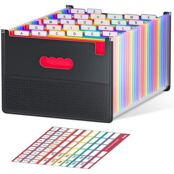 26-Pocket Accordion File Organizer, Upright & Open Top, A–Z Colorful ...