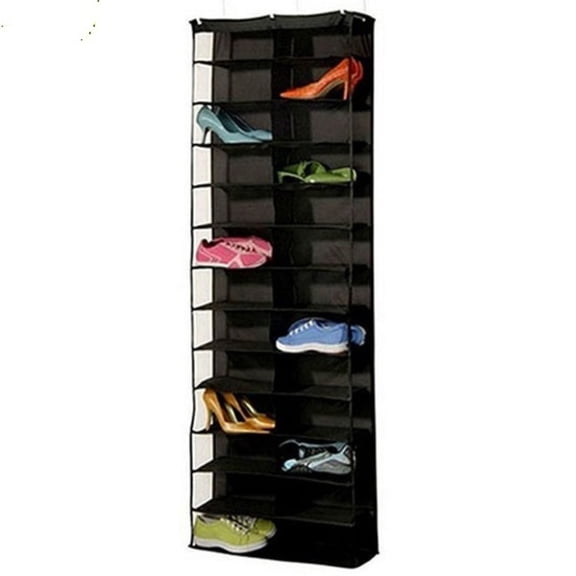 26-Pocket Hanging Shoe Organizer, Over the Door Clear Storage for Sweatshirts, Toys & More
