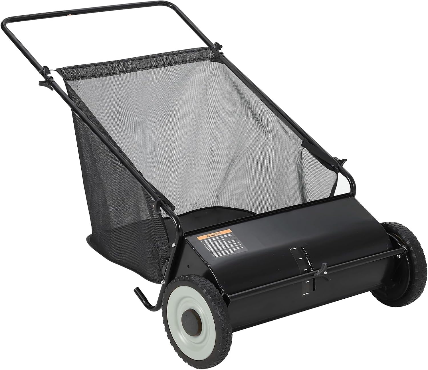 26 in Push Lawn Sweeper,7 Cu. Ft. Hopper Capacity Grass Sweeper,Manual Push Yard Sweeper with Height Adjustment & 4 Fast Spinning Brushes for Grass Clippings,Leaves & Debris,Black