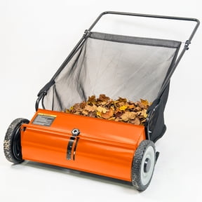 26" Push Lawn Sweeper, 7 cu.ft Large Capacity Yard Sweeper Push, Leaf Collector with Detachable Hopper, Rubber Wheels, Ergonomic Handle for Lawns, Yards & Gardens,Adjustable Height,Orange