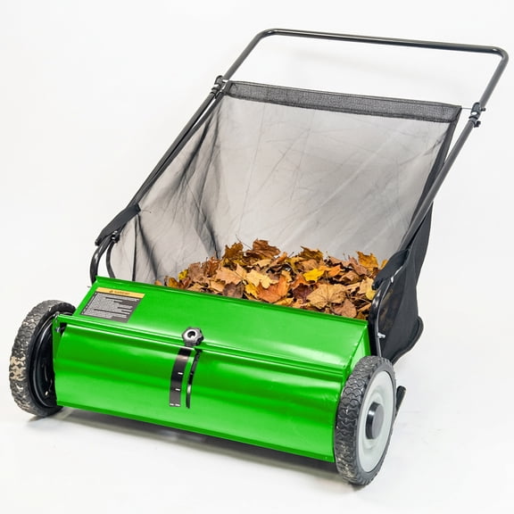 26" Push Lawn Sweeper, 7 cu.ft Large Capacity Yard Sweeper Push, Leaf Collector with Detachable Hopper, Rubber Wheels, Ergonomic Handle for Lawns, Yards & Gardens,Adjustable Height