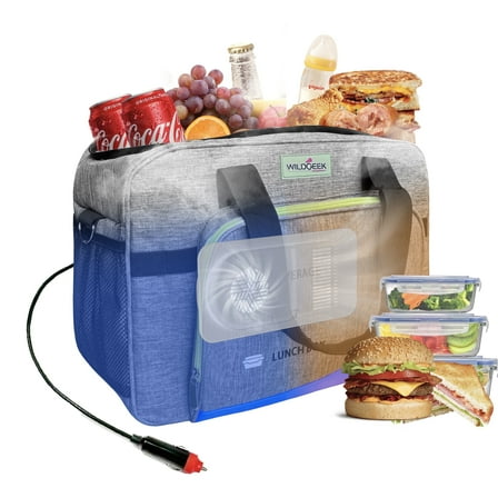 26 Quarts Portable Electric Cooler, Foldable Heater Bag, Powered 12 Volt AC/DC Compatible, for Cooling Pre-Cooled Food & Drinks (25L Grey)