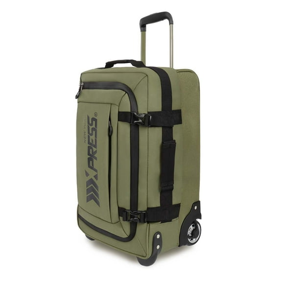 26" Medium Checked Luggage Softside Suitcase with Wheels Heavy-Duty Waterproof Wheeled Luggage Bag, Army Green - TA069