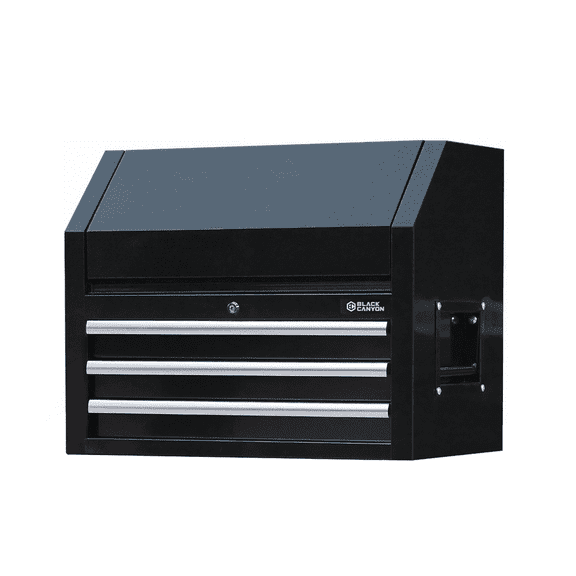 26" Rolling Tool Chest with 3 Drawers - Tool Box with Ball Bearing Slides, Lift-Latch Handles, Drawer Lock Mechanism, Flip-Open Top Compartment, Slip-Resistant Liners for Garage and Workshop Storage