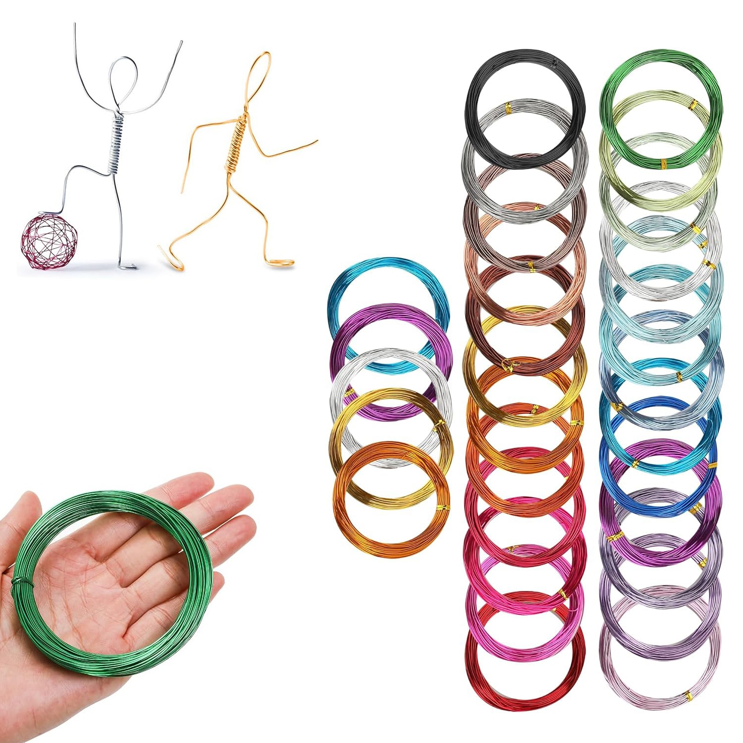 26 Rolls Colored Aluminum Crafts Wires,Bexikou 0.8 mm Metal Artistic Beading Wire,Colorful Jewelry Wire Craft Wire for Christmas Ornaments Jewelry DIY Craft Wreath Making