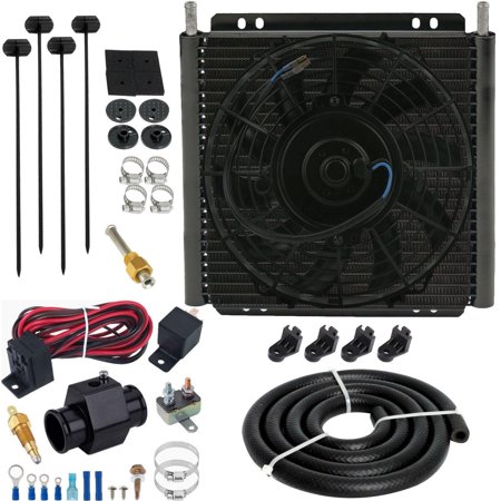 26 Row 6AN Transmission Oil Cooler Electric Fan Hose Temperature Switch Kit