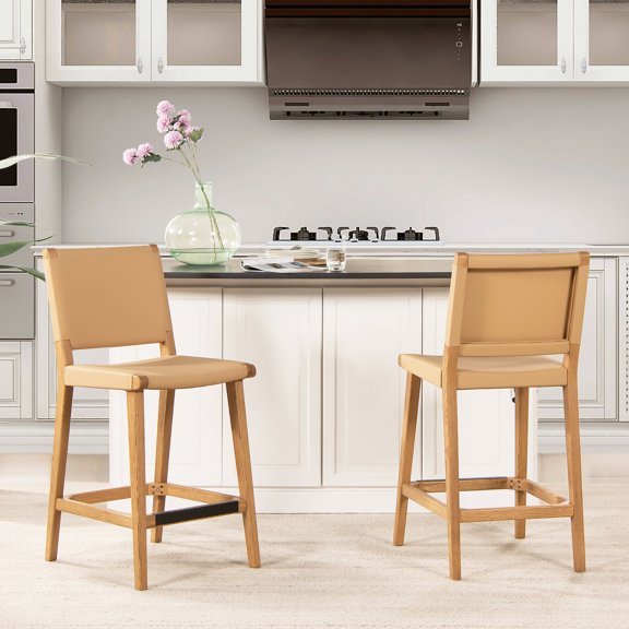 26" Saddle Stool with Brass Kickplate / Durable for Kitchen Use