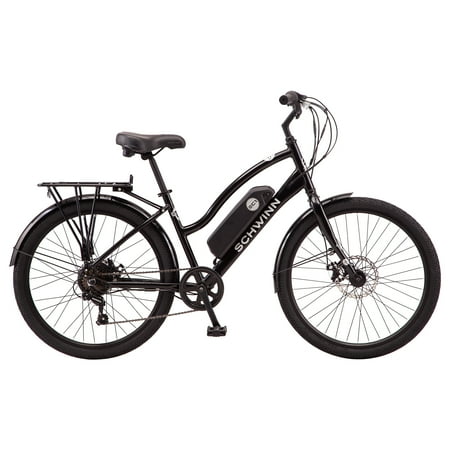26" Schwinn EC1 Electric Cruiser Bike for Adults, 7 Speeds, 250w Motor, Black Ebike