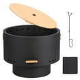 thumbnail image 1 of 26" Smokeless Fire Pit with Removable Ash Pan,Wood Burning Firepit Table with Lid&Fire Poker,Smokeless Outdoor Fireplace with Dust Bag, Outdoor Fire Pits Portable Bonfire Firepit for BBQ,Table,Bonfire, 1 of 9