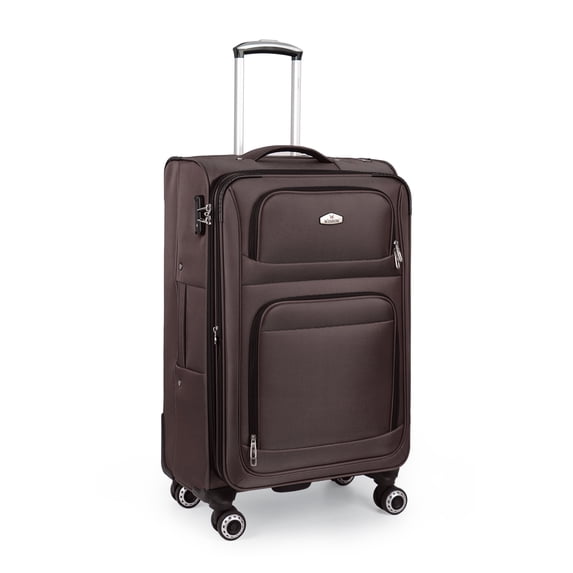 Wisdom 26" Softside Expandable Medium Checked Luggage with Spinner Wheels & TSA Lock,Coffee - WD1622