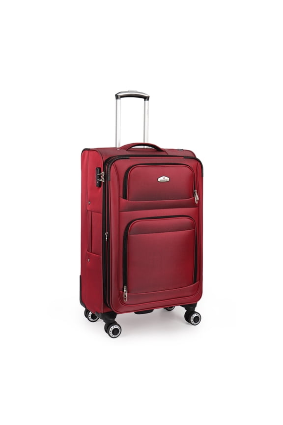 26" Softside Expandable Medium Checked Luggage with Spinner Wheels & TSA Lock,Red - WD1622
