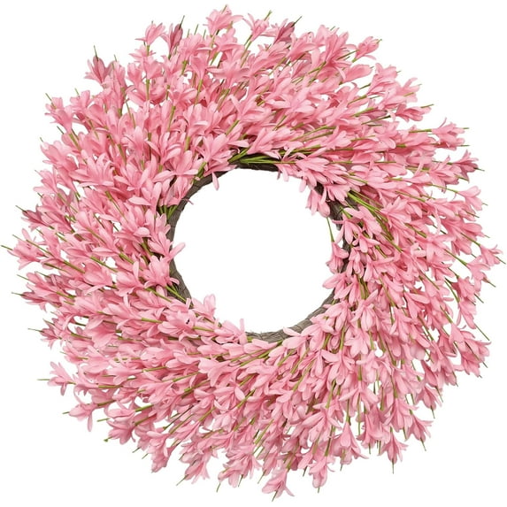 26" Spring Wreath for Front Door, Easter Valentines Wild Floral Summer Wreaths, Mantel Porch Wall Wedding Living Room Home All Season Decor (Pink-x)