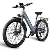 26" Step-Thru Electric Bike for Adults, 350W 48V 10Ah City Commuter E-Bike with 7-Speed Shimano Gears, 20 MPH Max Speed