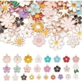 thumbnail image 1 of 26 Style Enamel Flower Pendants 104pcs Colorful Floral Themed Flower Charms Daisy Cherry Flower Dangle Gold Plated Enamel Charm for Necklace Earring Bracelet Jewelry Making colorful DIY, 1 of 7