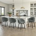 thumbnail image 1 of 26"Swivel Bar Stools Set of 4 Modern Counter Height Bar Stools with Arms & Backs Velvet Upholstered Barstools with Metal Legs for Kitchen Island Grey, 1 of 10