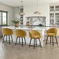 thumbnail image 1 of 26"Swivel Bar Stools Set of 4 Modern Counter Height Bar Stools with Arms & Backs Velvet Upholstered Barstools with Metal Legs for Kitchen Island Yellow, 1 of 10