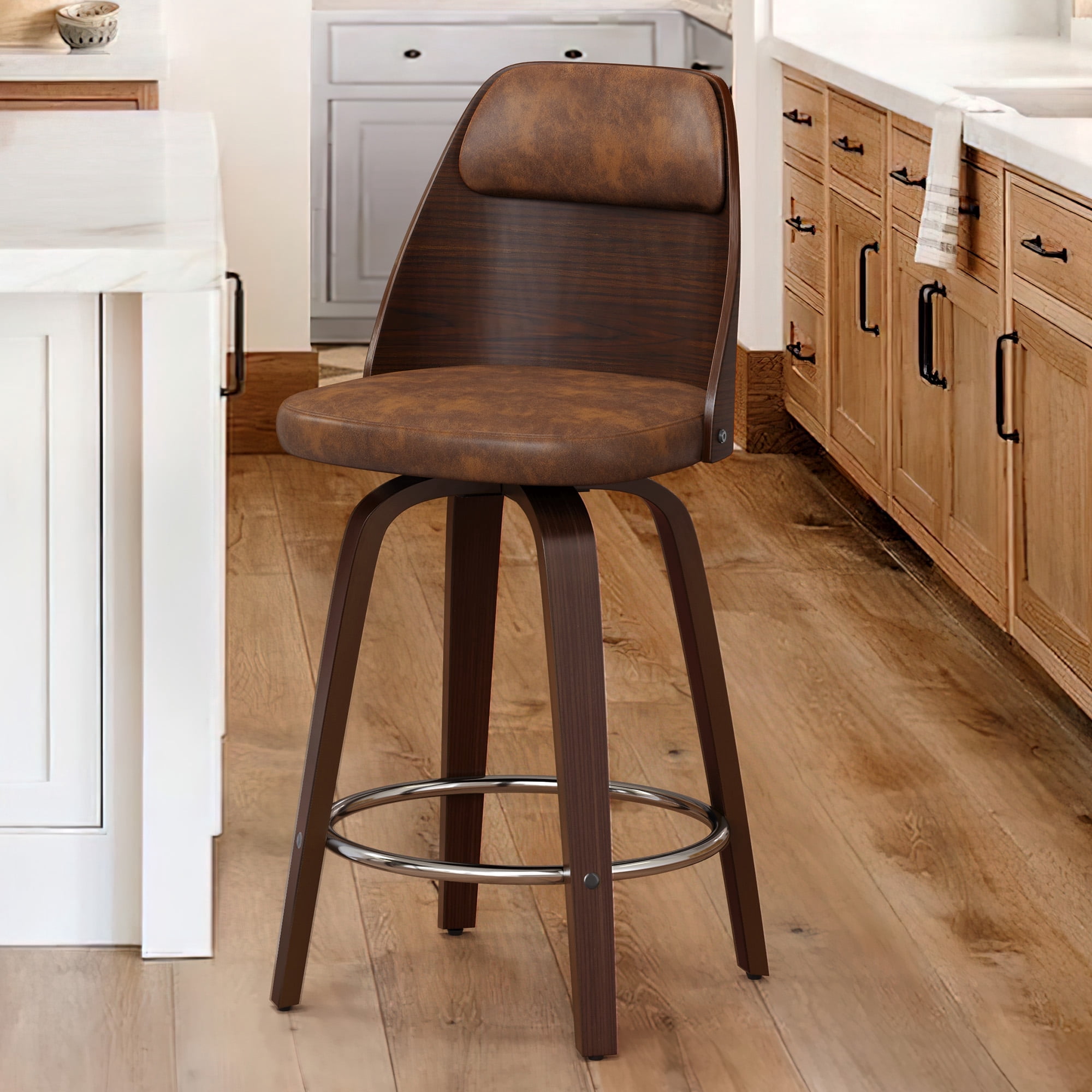 26'' Swivel Counter Height Bar Stool with Backs Mid Century Bar Stools ...