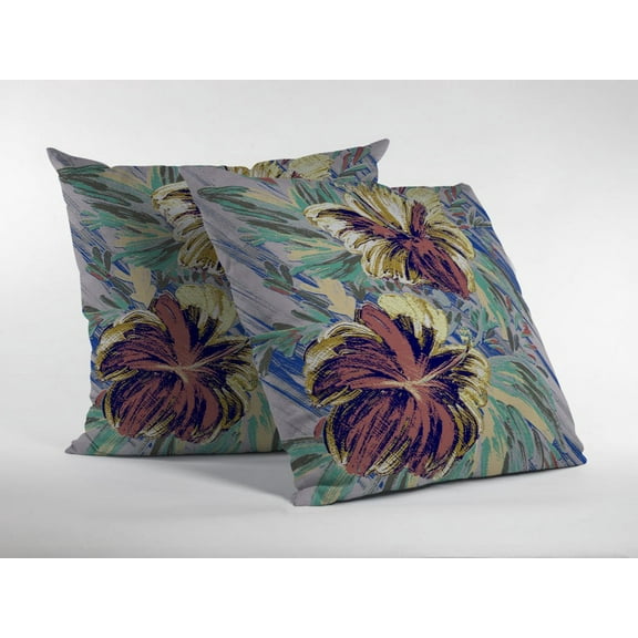26â€ Terracotta Hibiscus Indoor Outdoor Throw Pillow