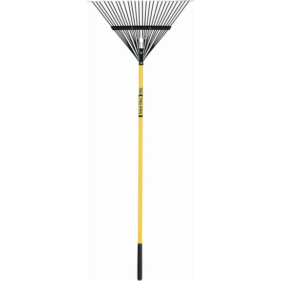 26-Tine Steel Lawn Rake with 54-Inch Fiberglass Handle and 9-Inch Cushion Grip