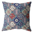 thumbnail image 1 of 26â€ Turquoise Cream Trellis Indoor Outdoor Throw Pillow, 1 of 3