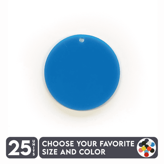 25 Units Acrylic Circle Blanks Disk With Hole 1/8" Thick - Clear or Solid Color - (Size 5.5") Made in USA