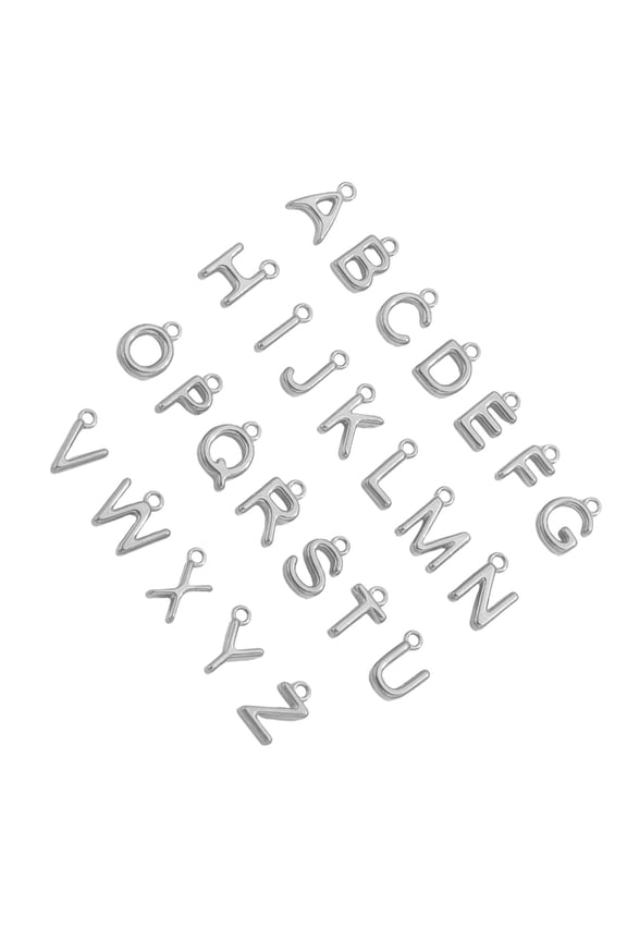 26 Units Tiny Alloy Letter Charm Set With Smooth Fronts For Jewelry Making Fashion Accessory Set