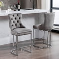 thumbnail image 1 of 26" Velvet Dining Chairs, Modern Dining Chair with Button Back&Rivet Trim, Leisure Upholstered Dining Chairs, Accent Desk Chair for Kitchen Living Room Wine Bar(Gray,Set of 2), 1 of 11
