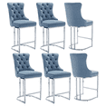 thumbnail image 1 of 26" Velvet Dining Chairs, Modern Dining Chair with Button Back&Rivet Trim, Leisure Upholstered Dining Chairs, Accent Desk Chair for Kitchen Living Room Wine Bar(Light Blue,Set of 6), 1 of 11
