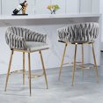 thumbnail image 1 of 26'' Counter height bar stools Set of 2 kitchen island counter bar stool with hand- wave back, golden chromed base and footrest, 1 of 12